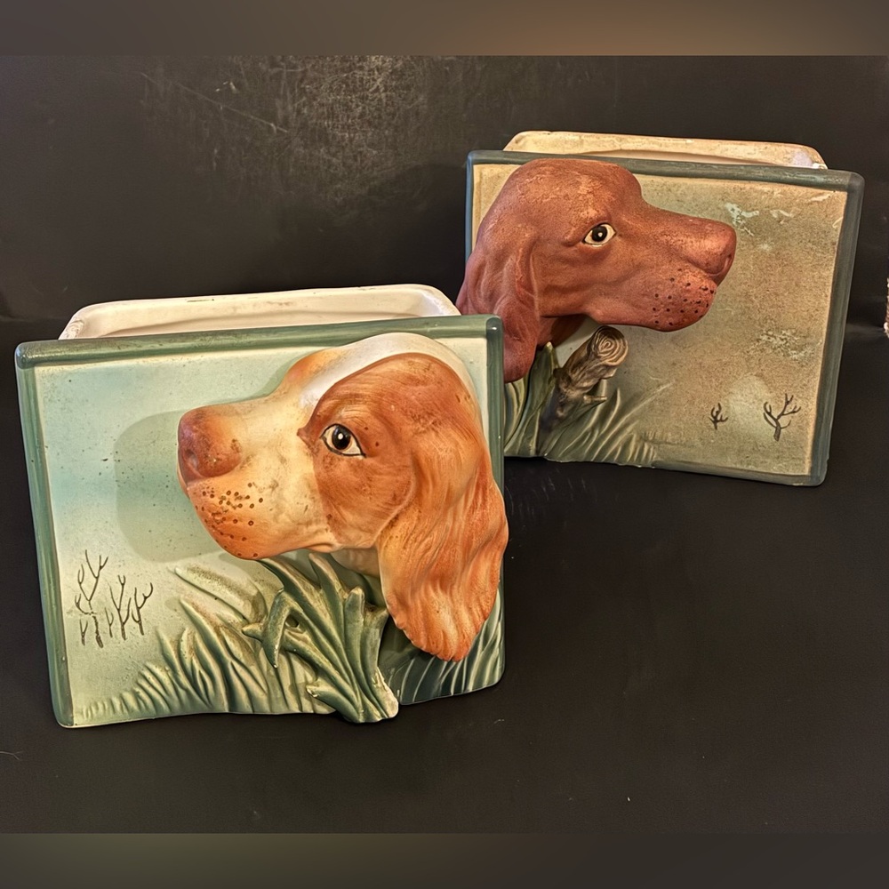 Set of 2 Dog-Themed Ceramic Planters